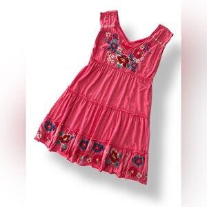 Johnny Was Floral Embroidered Pink Dress